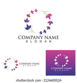 Plantilla de símbolo del logotipo de la flor de lavanda vectorial