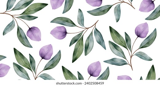 Lavender flower pattern. Botanical pattern in watercolour style. 