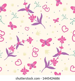 lavender and flower repeat pattern seamless,fabric textile print design,packaging ,background