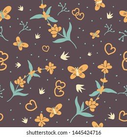 lavender and flower repeat pattern seamless,fabric textile print design,packaging ,background