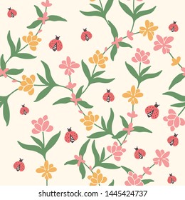 lavender and flower repeat pattern seamless,fabric textile print design,packaging ,background