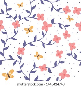 lavender and flower repeat pattern seamless,fabric textile print design,packaging ,background