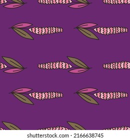 Lavender flower seamless pattern. Creative floral wallpaper. Simple cute plants endless backdrop. Design for fabric, textile print, wrapping paper, cover. Doodle vector illustration