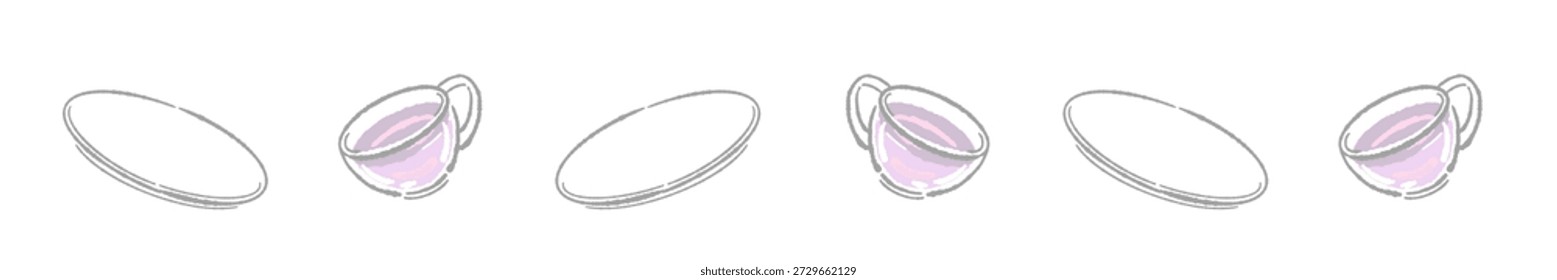 Flor de lavanda y línea del divisor del juego del té
