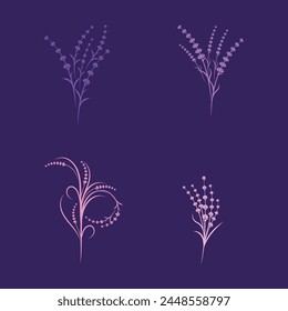 Lavender flower Vector icon illustration design Template