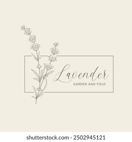 Lavender flower vector logo. Floral design label