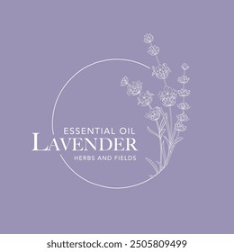 Vektor-Logo der Lavendelblume. Blumendesign-Etikett