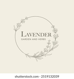 Lavender flower vector logo. Floral design label