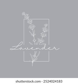 Logotipo de Vector de flor de lavanda. Etiqueta de diseño floral
