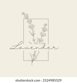 Vektor-Logo der Lavendelblume. Blumendesign-Etikett