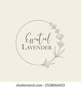 Logotipo de Vector de flor de lavanda. Etiqueta de diseño floral