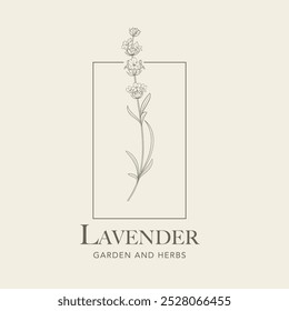 Vektor-Logo der Lavendelblume. Blumendesign-Etikett