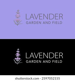 Lavender flower vector logo. Floral design label