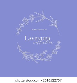 Vektor-Logo der Lavendelblume. Blumendesign-Etikett