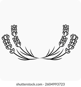 Lavender flower wreath black outline illustration vector