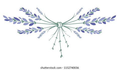 Lavender flower wreath. Ornament formed by small bouquets of lavender