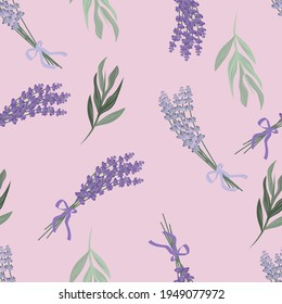 Lavender flowers in a bouquet. Flowers seamless pattern
