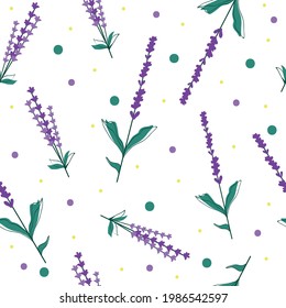 Lavender flowers and colored dots on a transparent background