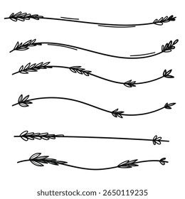 Divisor de flores de lavanda para layout de texto e decoração separadora. Ilustração vetorial.