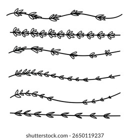 Divisor de flores de lavanda para separador de layout de texto decoração.Vetor ilustração
