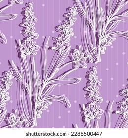 ilustración de flores de lavanda con lavanda y fondo de patrón sin fisuras. Patrón transparente para la tela, el papel y otros proyectos de impresión y web.