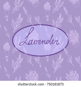 Lavender flowers illustration with lavender. Seamless pattern background