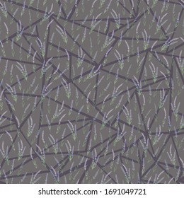 Lavender flowers on a dark seamless pattern for desing