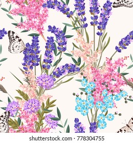 Lavender Flowers Seamless Pattern