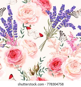 Lavender flowers seamless pattern