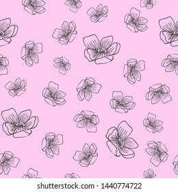 Lavender flowers seamless pattern in hand drawn style. Vector illustration