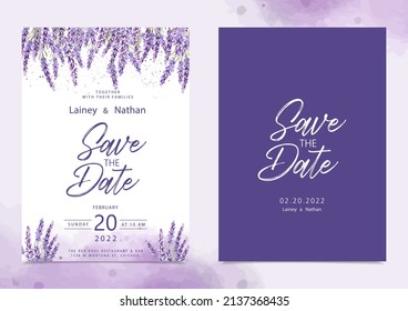 Lavender Flowers Watercolor Wedding Card