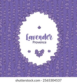 Lavender frame, round frame, flowers, lavender scent, vector	
