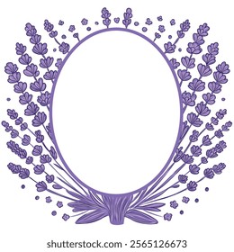 Lavender frame, with space for writing, round frame, flowers, lavender scent, vector