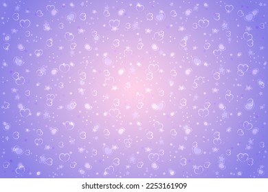 Lavender gradient background with hearts. Romantic design template for wedding or Valentine's Day. Vector illustration for shoping sale, web banner, flyer, poster, greeting card, invitation. 