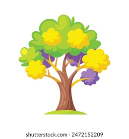Lavender GREEN LEAVSE A TREE YELLOW CARTOON STYLE VECTOR art illustration,