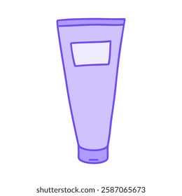 Lavender hair tube of conditioner in doodle style. Hand drawn illustration of hair conditioner, perfect for promoting conditioner benefits and enhancing hair care routines for soft, shiny hairstyle.