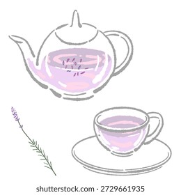 Lavendel Kräutertee Topf und Cup Set Vektor