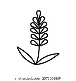 Lavender icon flat line symbol set.