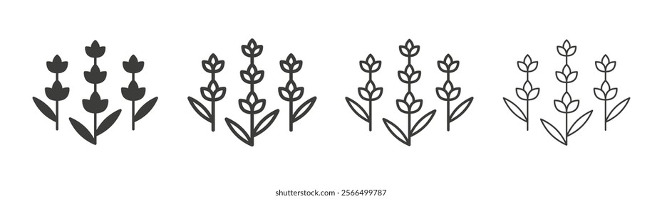 Lavender icon flat and linear vector illustration on white background.