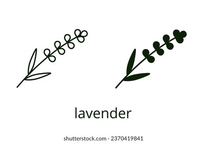 Icono de lavanda, trazo editable de línea y silueta