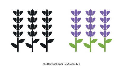 Lavender icon set in black and colored