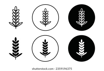 Lavender icon set in black filled and outlined style.