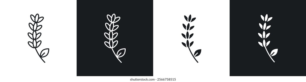 Lavender icons in Thin line black color. flat simple vector symbols illustration.