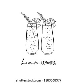 Lavender lemonade in glasses.
