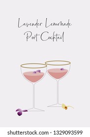 Lavender lemonade port cocktail minimal design