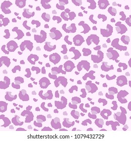 Lavender leopard seamless pattern. Fashion fabric print. Vector hand drawn illustration.