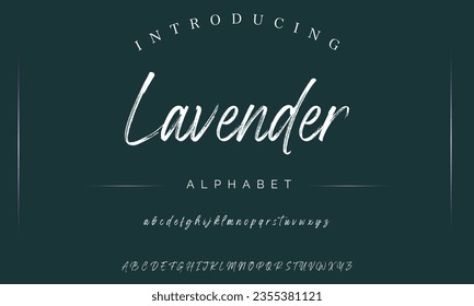 Lavender Lettering font isolated on black background. Texture alphabet in street art and graffiti style. Grunge and dirty effect.  Vector brush letters.
