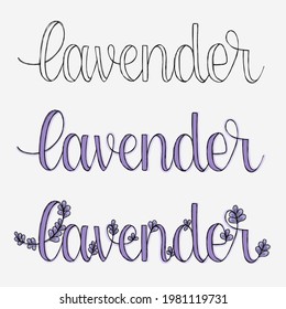 Lavender lettering in several options