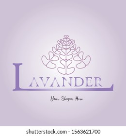 lavender logo design. Isolated lavender text on purple background