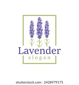 Lavender Logo Elegant Purple Flower Plant Illustration Floral Ornament Design